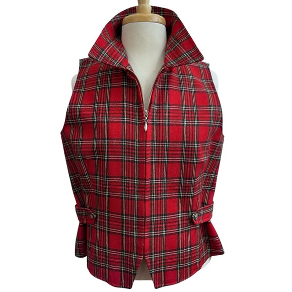 Vintage 90s Tartan Plaid Parisian Signature Womens Vest Size 12 Wool - Picture 2 of 10